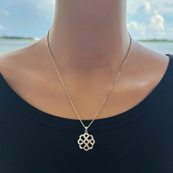 Celtic Knot Necklace Silver Tone Adjustable Length - Picture 3 of 4